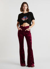 High Waist Velvet Wide Leg Velour Flare Pants