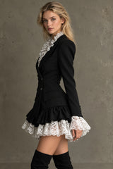 Lace Trim Tailored Blazer Mini Dress