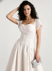 Soft Mesh Waist Flared Prom Dress