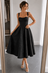 Jacquard Spaghetti Strap Cocktail Dress