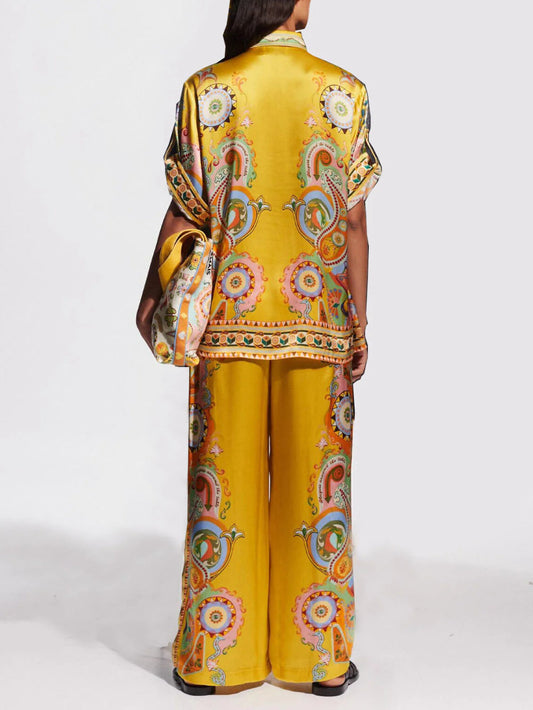 Satin Paisley Print Oversized Set