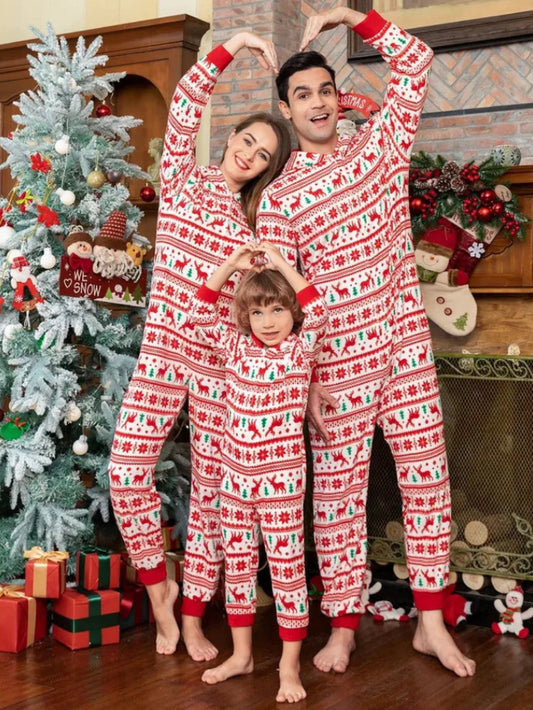 Christmas Elk Hooded Family Onesie