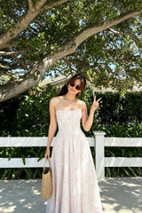 Floral Ruffle Big Hem Spaghetti Strap Waisted Maxi Dress
