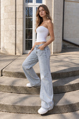 Low Rise Light Wash Wide Leg Jeans