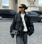 Stand Collar Leather Jacket