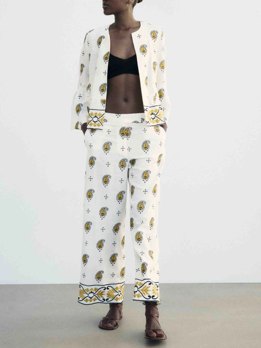Printed Trumpet Sleeve Loose Shirt