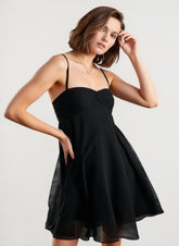 Off Shoulder Flowy Chiffon Cami Mini Dress