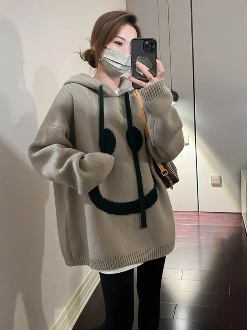 Thick Oversized Hooded Knit Pullover