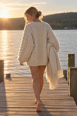 Oversized Cable Knit Crew Neck Sweater
