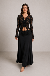 Y2K Retro Lace Up Sexy Lace Blouse