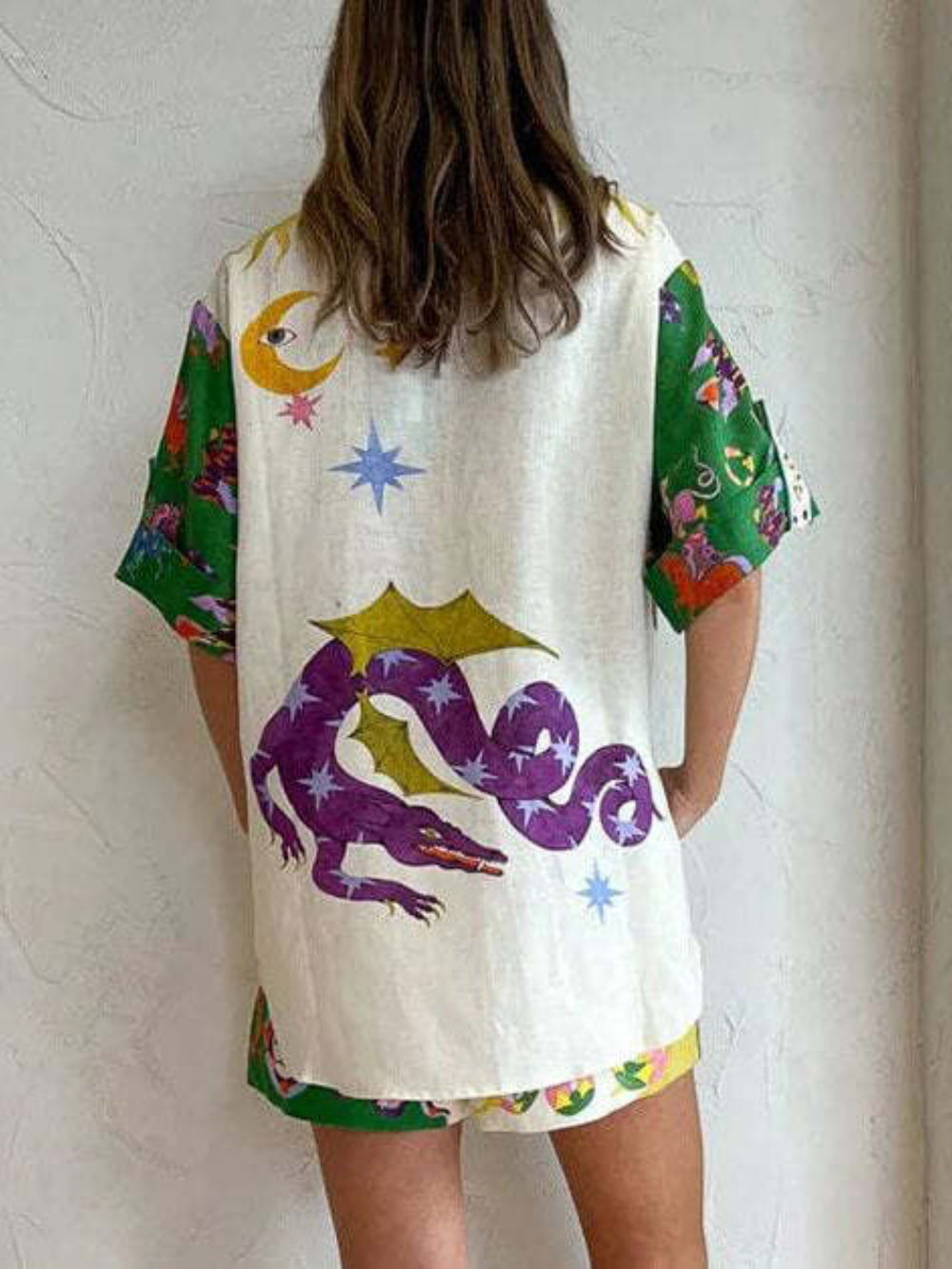 Holiday Print Short Sleeve Cardigan Set