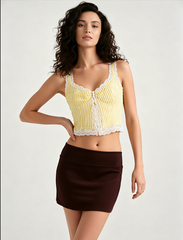Sexy Ruffled Stripe Lace Tank Top