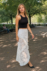 Lace Insert Bodycon Maxi Skirt