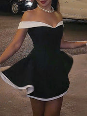 Elegant One-Shoulder Bow Detail Mini Dress