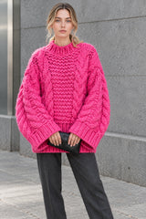High Neck Wide Long Sleeve Loose Sweater