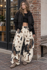 Abstract Camo Print Baggy Jeans