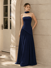 Solid Bustier High Slit Formal Dress