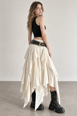 Asymmetrical Lace Bodycon Maxi Skirt