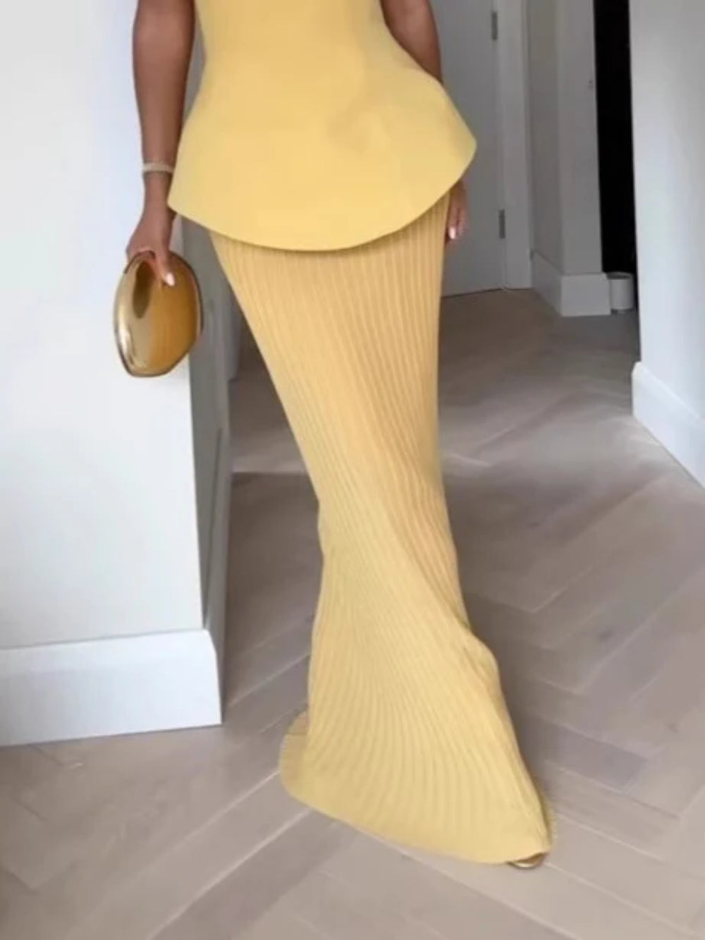 Tube Top Pleated Skirt Set