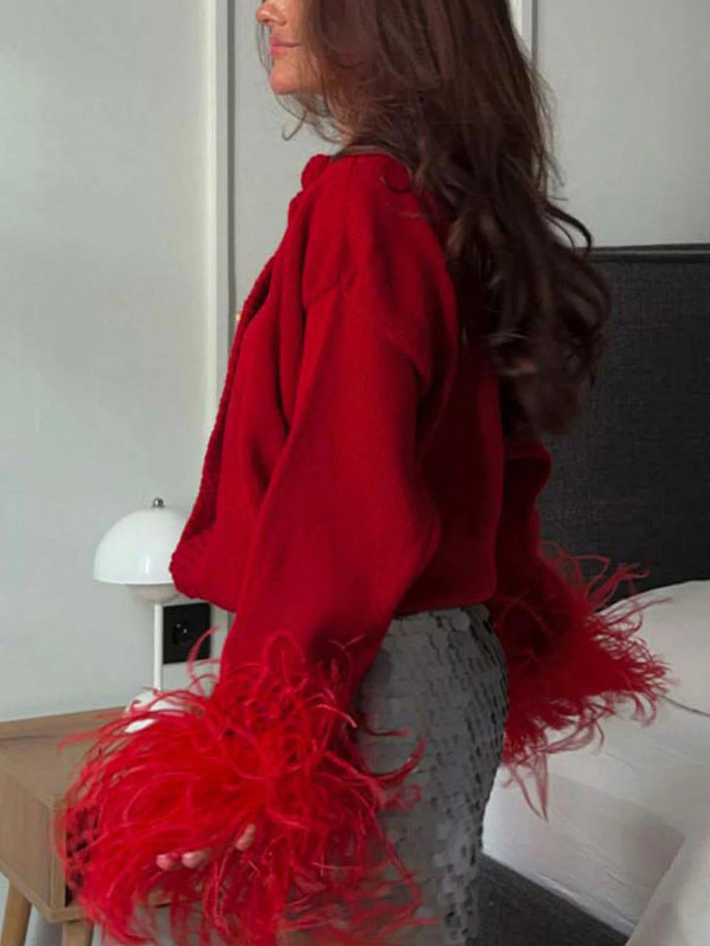 Casual Feather Splice Sweater