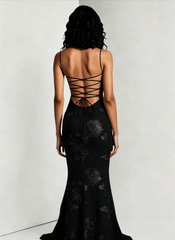 Strapless Floral Embroidered Maxi Dress