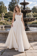 Solid Color A Line Slip Prom Dress