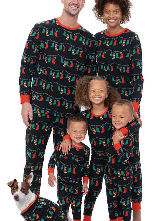 Christmas Light Matching Pajamas (with Pet's dog clothes)