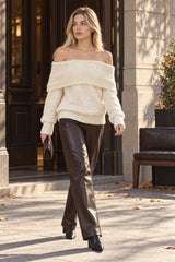 One Shoulder Slim Long Sleeve Pullover Sweater