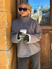 Solid Stand Collar Coat