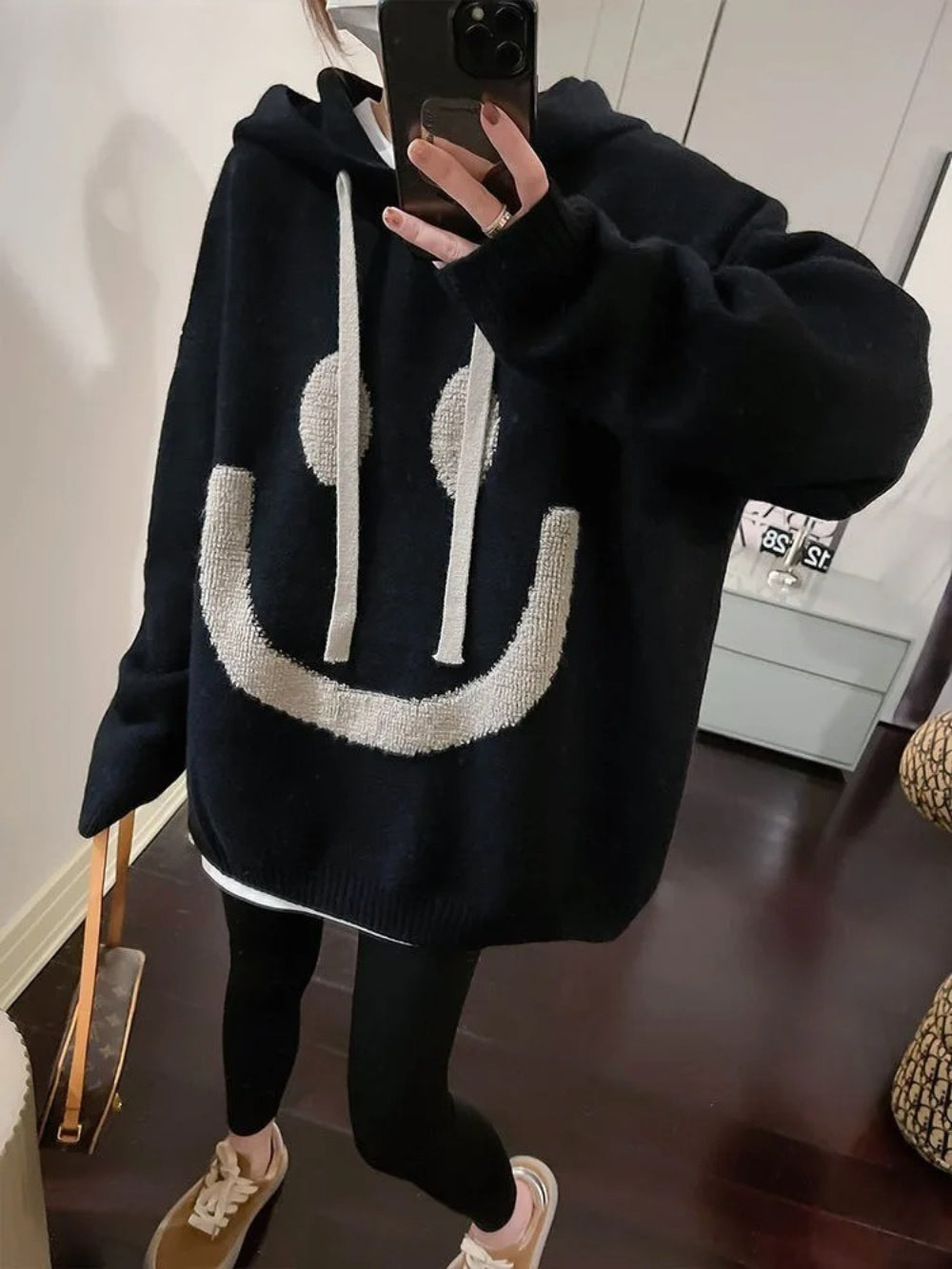 Thick Oversized Hooded Knit Pullover