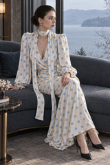 Vintage Polka Dot Sash Maxi Dress
