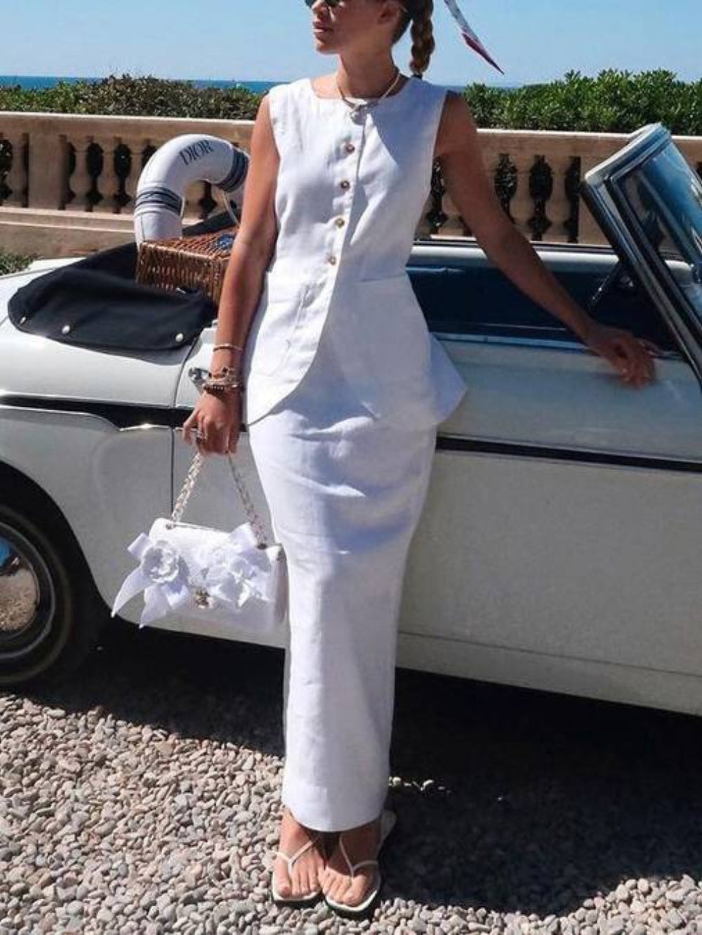 Square Neck Vest & Skirt Set