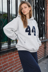 Number Graphic Oversized Pullover Hoodie