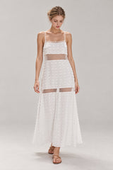 Textured Floral Cutout Spaghetti Strap Vacation Dress