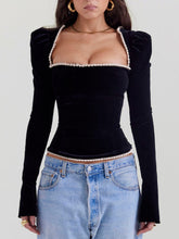 Velvet Bustier Top Black
