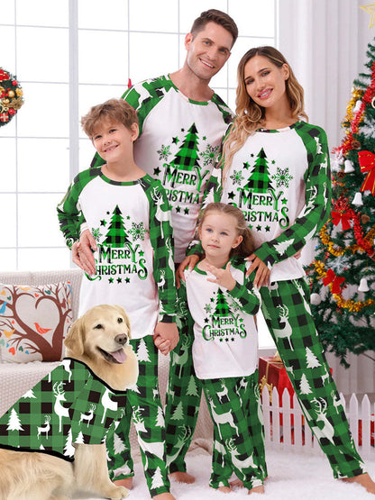 Green Plaid Christmas Family Pajamas (with Pet's dog clothes)