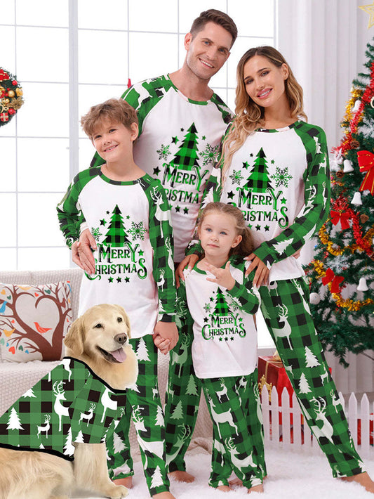 Green Plaid Christmas Family Pajamas (with Pet's dog clothes)