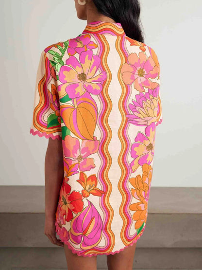 Tropical Hibiscus Print Two Piece Set