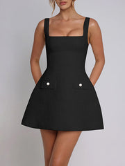 Elegant Square Neck Bodycon Dress