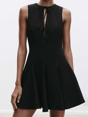 Elegant Bow Detail Triangle Hem Dress