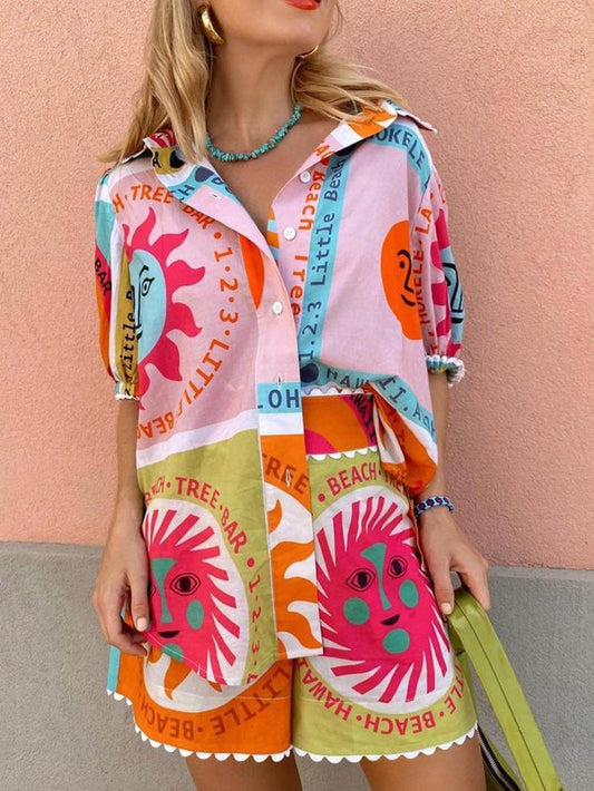 Casual Ethnic Print Two Piece Outfit