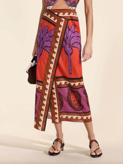 Palm Tree Slit Skirt
