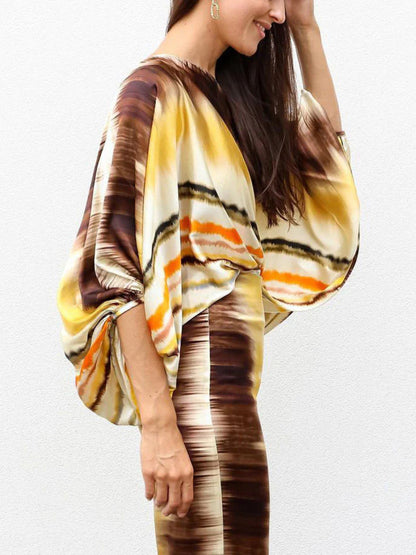 Satin Gradient Stripe Print Set