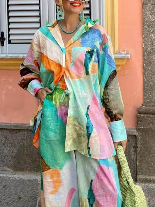Loose Fit Printed Shirt Outfit