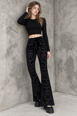 Floral Jacquard Velvet Flare Pants