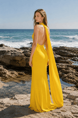 Backless Tie Detail Bodycon Prom Dress
