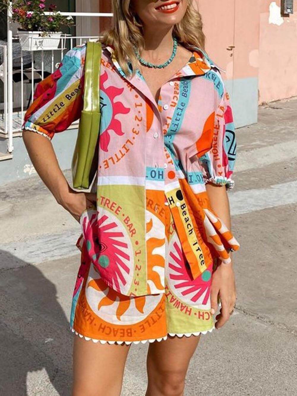 Casual Ethnic Print Two Piece Outfit
