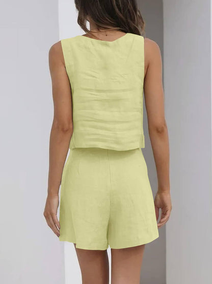 Sleeveless Top Casual Shorts Set