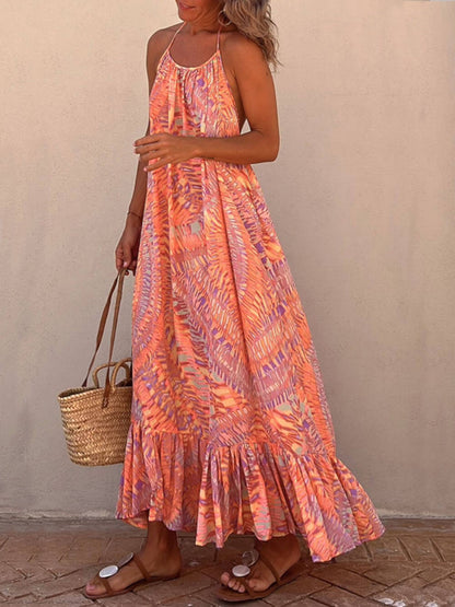 Halter Neck Off-Shoulder Floral Dress