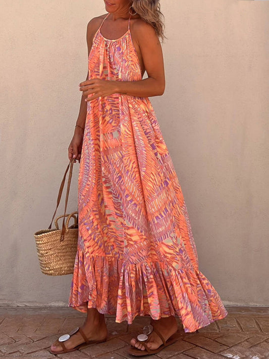 Halter Neck Off-Shoulder Floral Dress